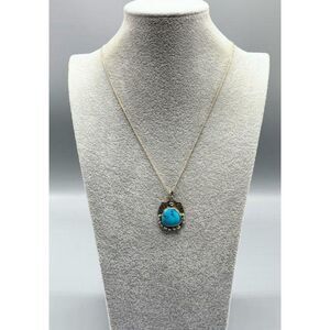 Dee Berkley Jewelry Navajo 925 Italy Sterling Silver & Turquoise Pendant Necklac